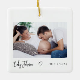 Gravid Photo Heart Baby, 2024 Julgransprydnad Keramik