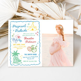 Gravid & pool vid poolen sommar baby shower foto inbjudningar