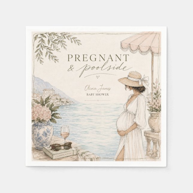 Gravid & poolbaby shower pappersservett (Framsidan)