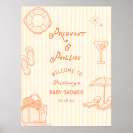Gravid & Poolparty Baby Shower Välkomstbrev Tryckb Poster