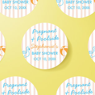 Gravid & Poolside Sommar Poolparty Bebis-babyshowe Runt Klistermärke