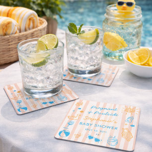 Gravid & Poolside Sommar Poolparty Bebis-babyshowe Underlägg Papper Kvadrat