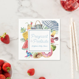 Gravid & Poolside Tropisk Pojk Babyshower  Pappersservett