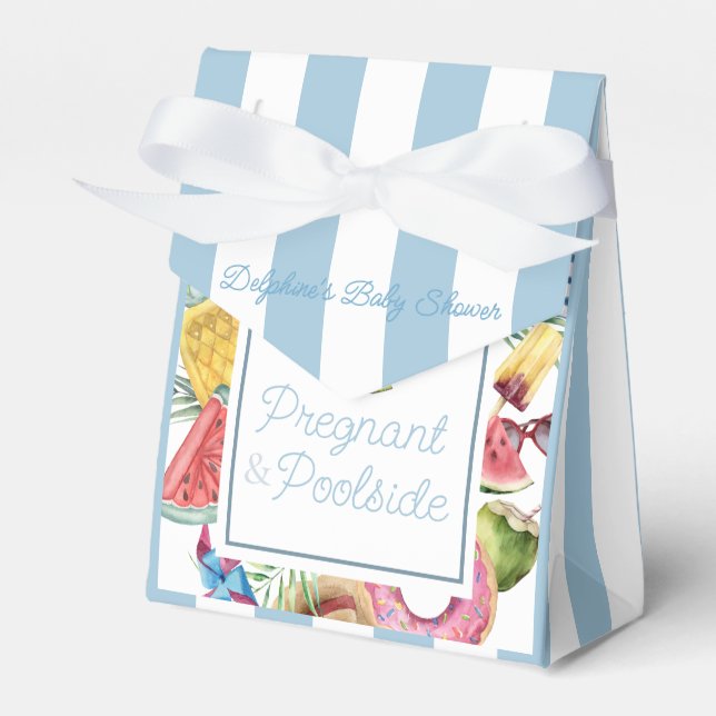 Gravid & Poolside Tropisk Pojk Babyshower Presentaskar (Framsidan Sidan)