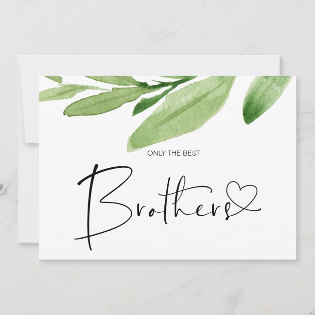 Gravid Reveal Brother Nyfödd bebis Greenery Kort (Framsida)