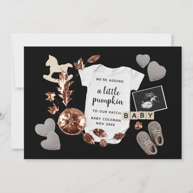 Gravid Reveal Fall Thanksgiving Pumpkin Baby Meddelande (Framsida)