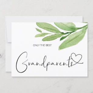 Gravid Reveal Grandföräldrar Nyfödd bebis Greenery Kort