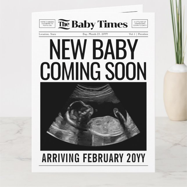 Gravid Reveal  Reveal med baby-meddelande Kort (Framsida)