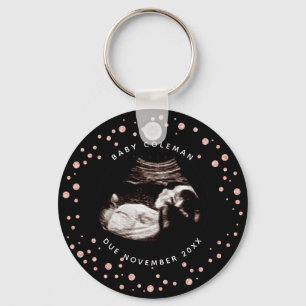 Gravid Rosa Glitter Sonogram Ultrasound Photo Nyckelring