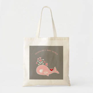 Gravid Rosa Mamma Whale Girl Baby Shower Bag Tygkasse