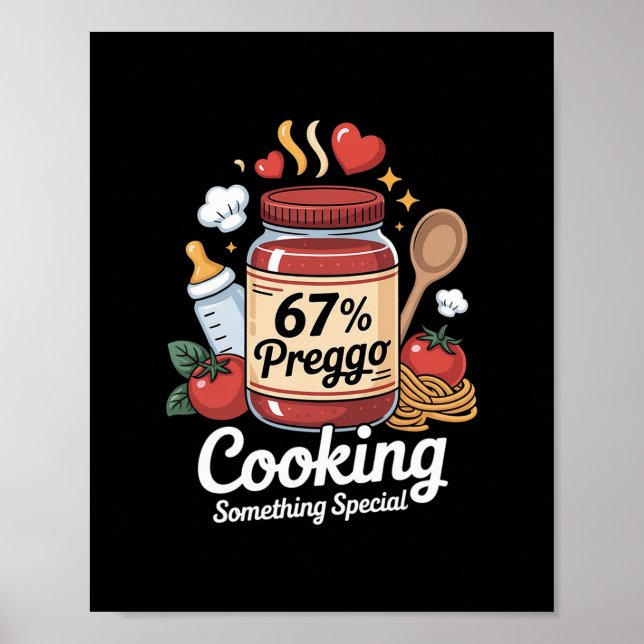 Gravid Sås Pasta Graviditets Annonsering Roligt 67 Poster (Framsidan)