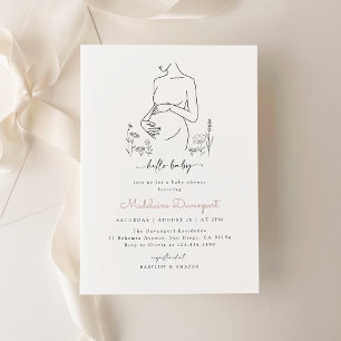 Gravid Silhouette minimalist Baby Shower Inbjudningar