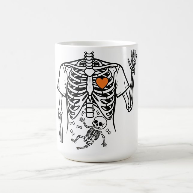 Gravid Skeleton med Baby Bones- Funny Hallowen Kaffemugg (Center)