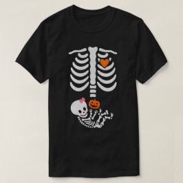 Gravid Skeleton Ribage Flicka Cute Halloween T Shirt