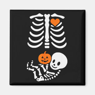 Gravid skelett babykulle rolig Halloween-tröja Magnet