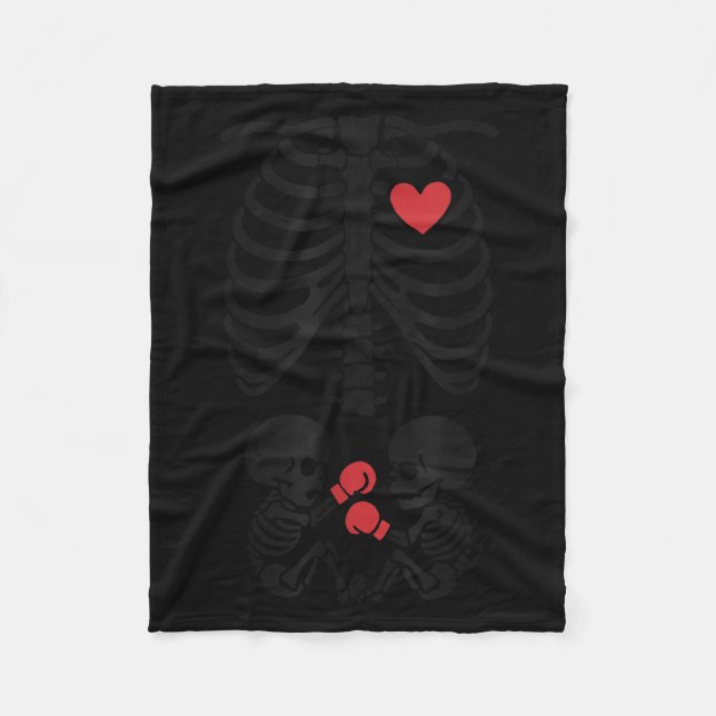 Gravid Skelett Tvilling Halloween Skelett Boxning  Fleecefilt (Framsidan)