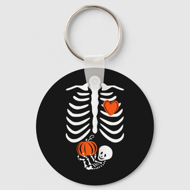 Gravid skelettmamma Halloween graviditet  Nyckelring (Framsida)