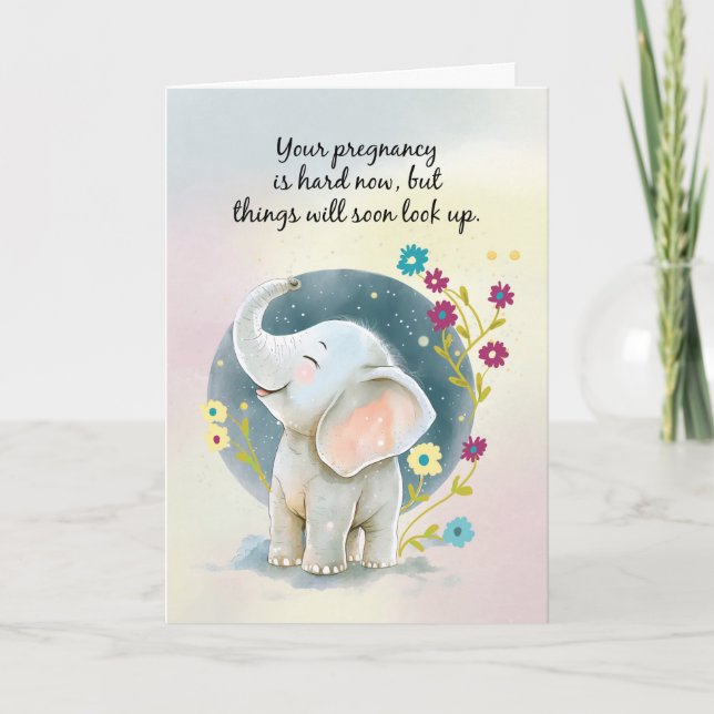 Gravid Support and Encouragement Cute Elephant Kort (Framsida)
