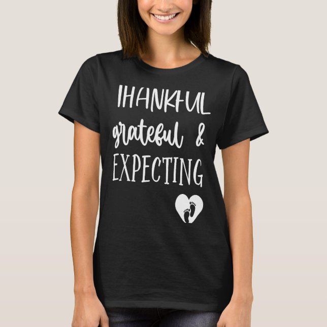 Gravid Thanksgiving grafik T Thankful Gratef Shirt (Framsida)
