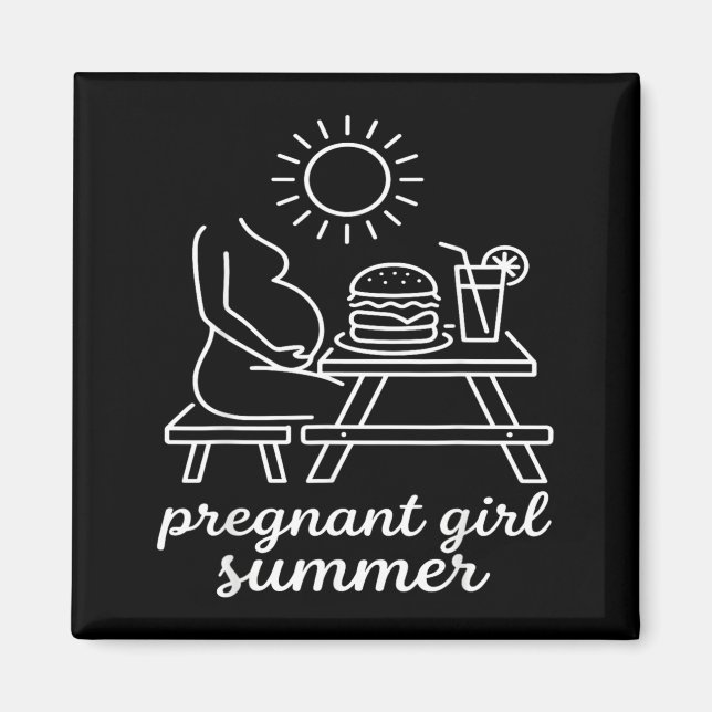 Gravid Tjej Sommar - Graviditetsannonsering Magnet (Framsidan)