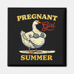 Gravid Tjej Sommar Rolig Baby Tillkännagivande Gås Magnet