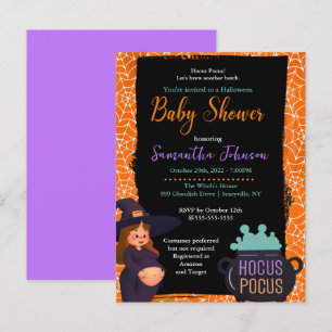 Gravid Witch Halloween Baby Shower Party Inbjudan Vykort