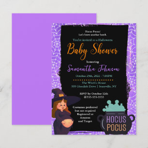 Gravid Witch Halloween Baby Shower Party Inbjudan Vykort