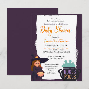 Gravid Witch Halloween Baby Shower Party Inbjudan Vykort