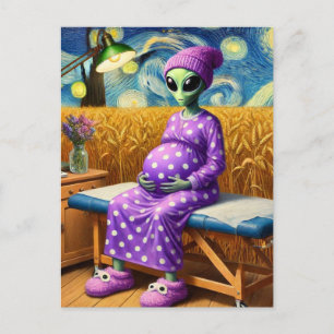 Gravida Alien i en polkudde i Wheat Fält Vykort