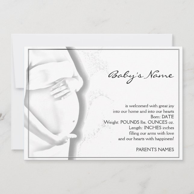 Gravida Belly Baby Sketch Announcement Meddelande (Framsida)