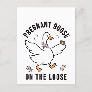 Gravida gäss på lös Gravid Goose Bird Meddelande Vykort