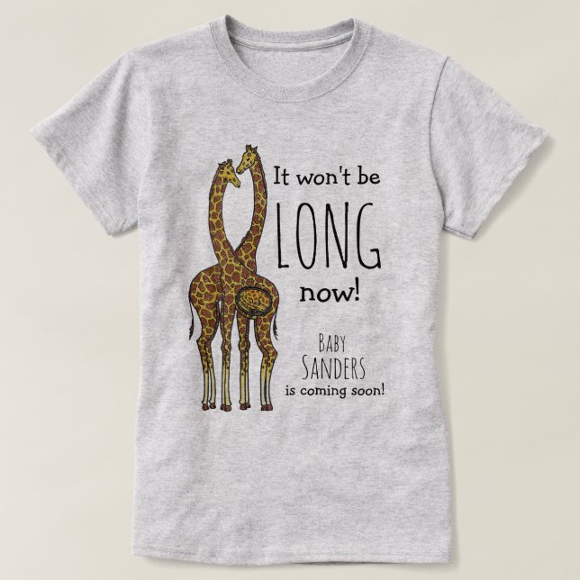 Gravida Giraffe-par med anpassade namn T Shirt (Design framsida)