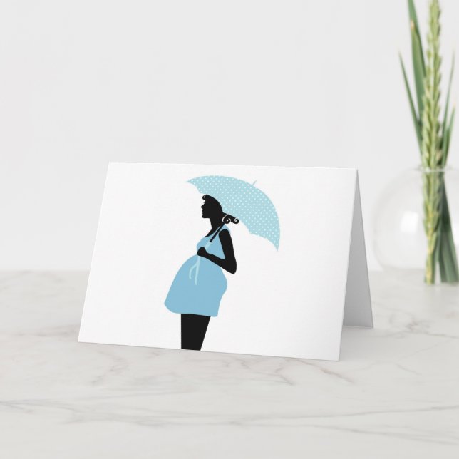 Gravida kvinnor med Baby blue Polka Dot Umbrella Meddelande (Framsida)