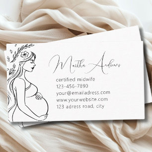 Gravida kvinnor Modern Line Art Midfru Doula Visitkort