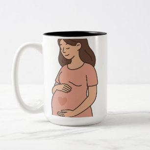 Gravida Mamma Mugg - Cute Moderskap Tecknad Coffee