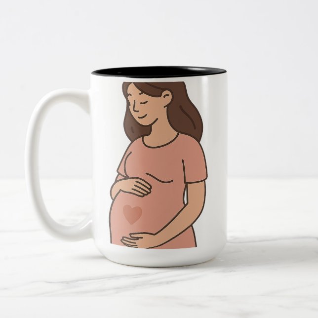 Gravida Mamma Mugg - Cute Moderskap Tecknad Coffee (Vänster)