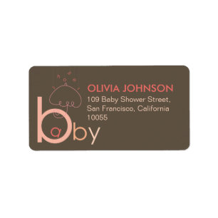 Gravida med Baby Rosa Typografi Shower Adress Adressetikett