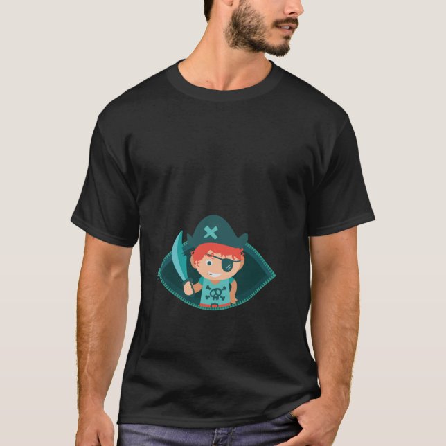 Gravida Pirat Funny Halloween Gravid Announce T Shirt (Framsida)