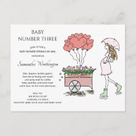 Gravida sprinklingsprogram för Mamma Baby per post Inbjudan Vykort