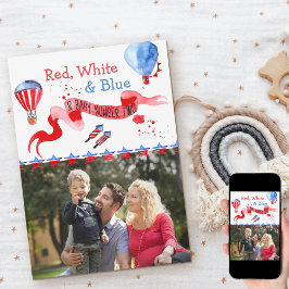 Graviden Baby nummer två Röd vit och blå foto Meddelande