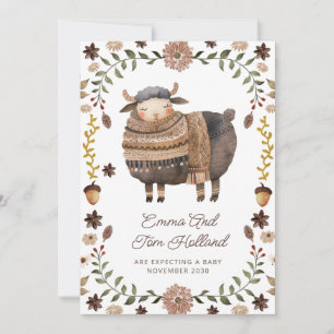 Graviden Cute Watercolor Sheep Meddelande