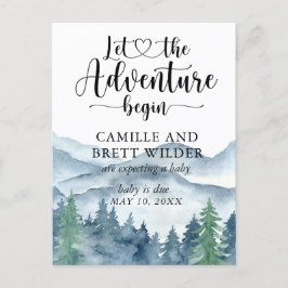 Graviden Forest Äventyr Mountain Baby Shower Meddelande Vykort