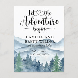 Graviden Forest Äventyr Mountain Baby Shower Meddelande Vykort