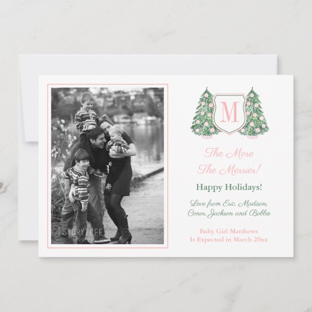 Graviden Preppy Rosa Flicka-Helgdagar Meddelande (Framsida)