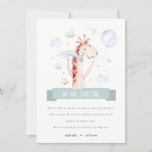 Graviden Safari Giraffe Star Cloud Balloon Baby Meddelande