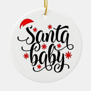 Graviden Santa Baby Meddelande om jultomten Julgransprydnad Keramik