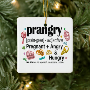 Graviditet + Arg och Hungrigt = Gravid Julgransprydnad Keramik