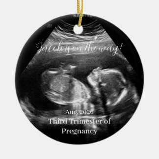 Graviditet Ecosonogram Familjefoto Jul Julgransprydnad Keramik