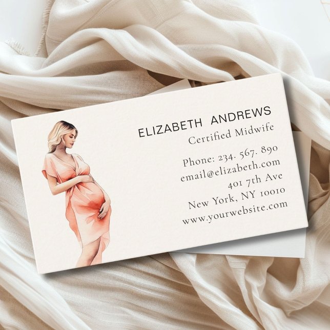 Graviditet Illustration, helt enkelt Visitkort (Pregnant Woman Illustration, Business Card for Midwifes and other Service Providers.)
