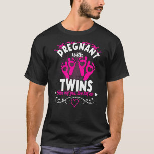 Graviditet med Twillingar Rosa Flickans Gravid T Shirt